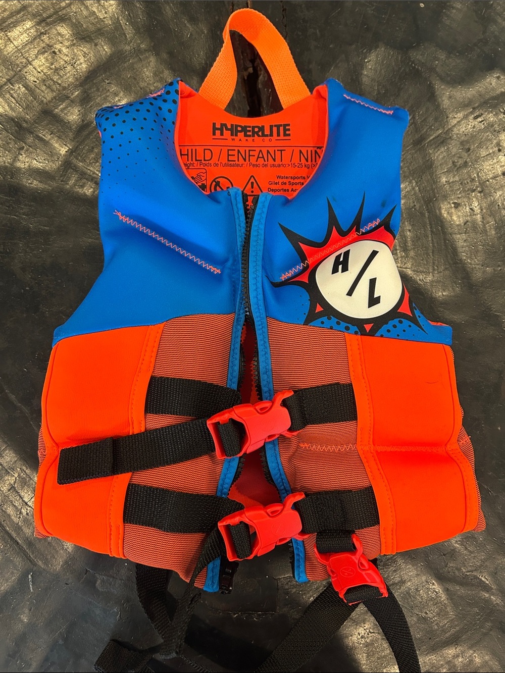 Hyperlite Kids Life Vest - Blue & Orange